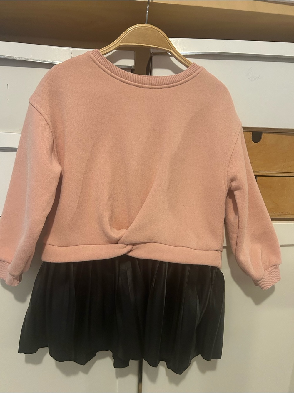 ZAR Pink Knit dress with Black Pleated Skirt
